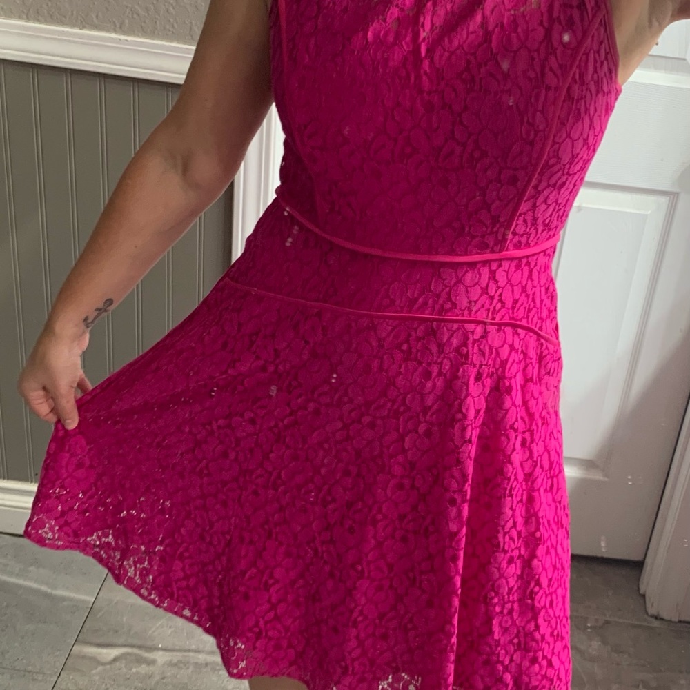 Lace pink knee length dress